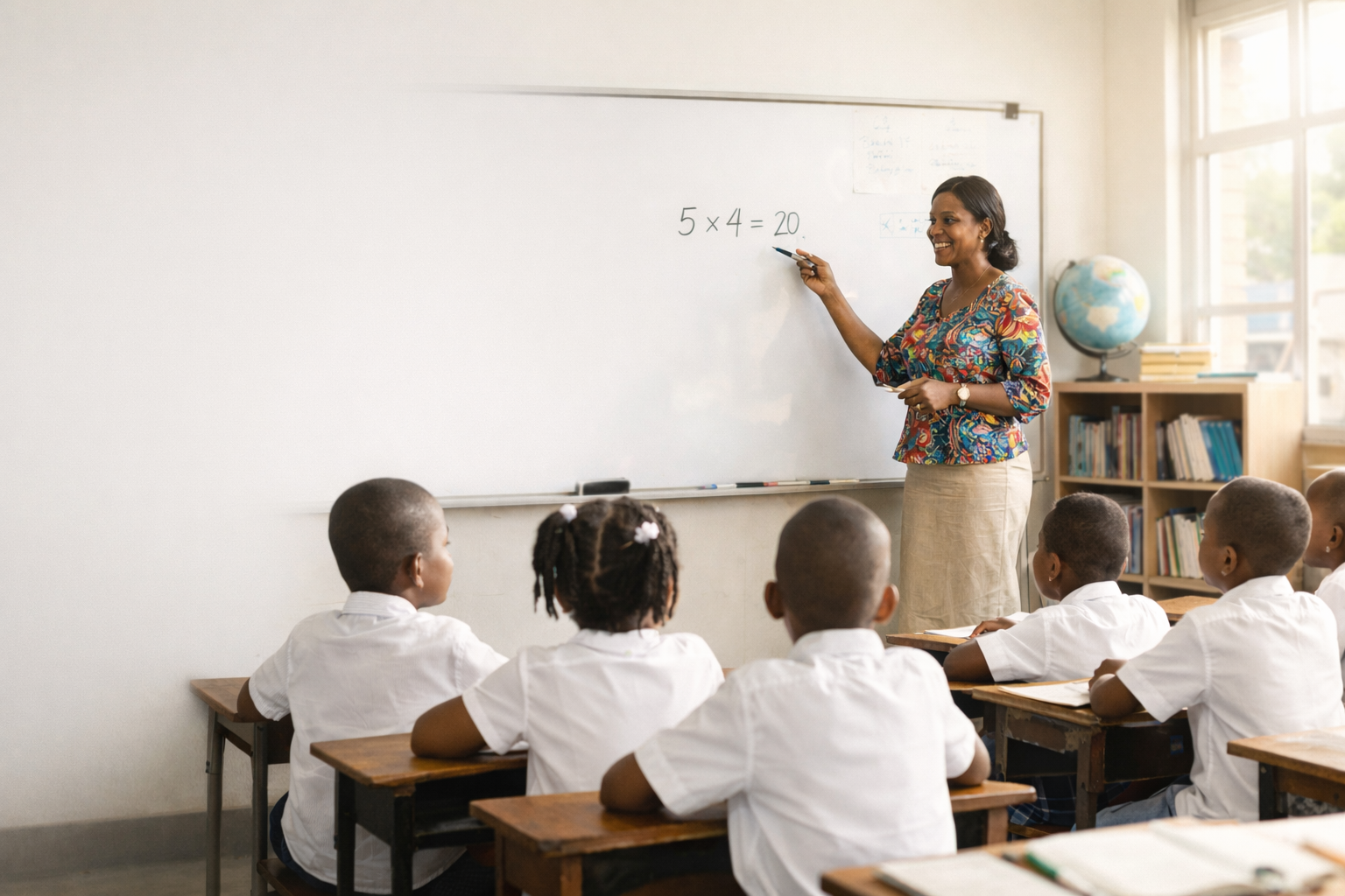 Enseignante dans une salle de classe